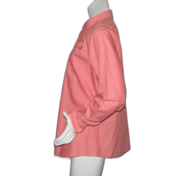 ORVIS Blouse, 16, Pink, Embroidered Front, Long sleeves, Button front - Picture 9 of 14
